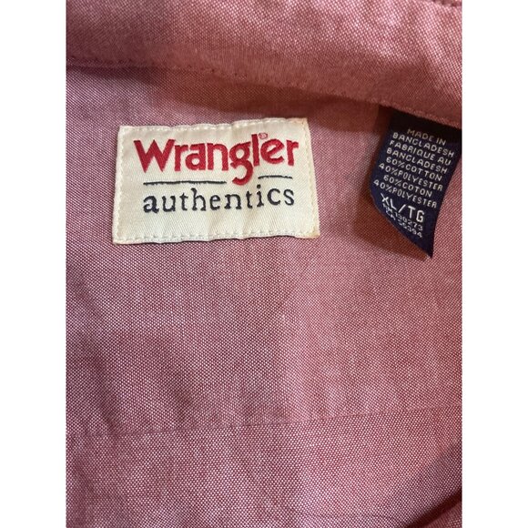 Wrangler Authentics XL Mens Shirt Pink Button-Up Chest Pockets Gorpcore Workwear - Picture 3 of 8